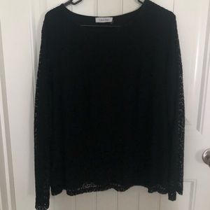 Black Calvin Klein Top with Leopard Overlay